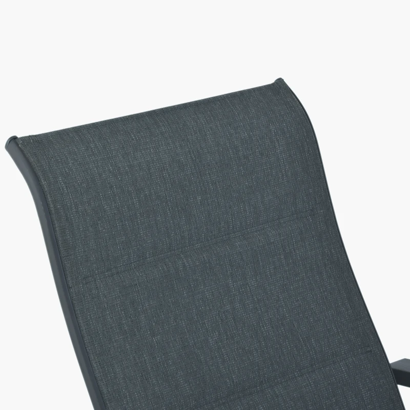 Outsunny Lot de 2 transats bains de soleil grand confort dossier inclinable, repose-pied amovibles intégrés table basse métal époxy textilène gris