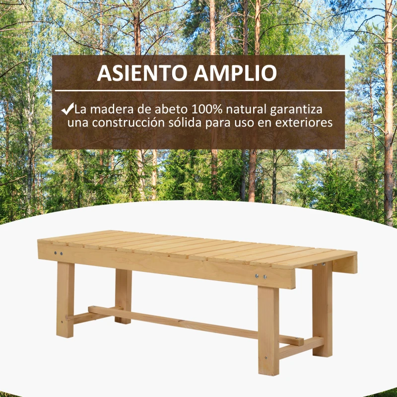 Outsunny Banco de Jardín de Madera de Abeto de 2 Plazas para Jardín o Terraza Soporta hasta 250 kg 110x38x35 cm Natural