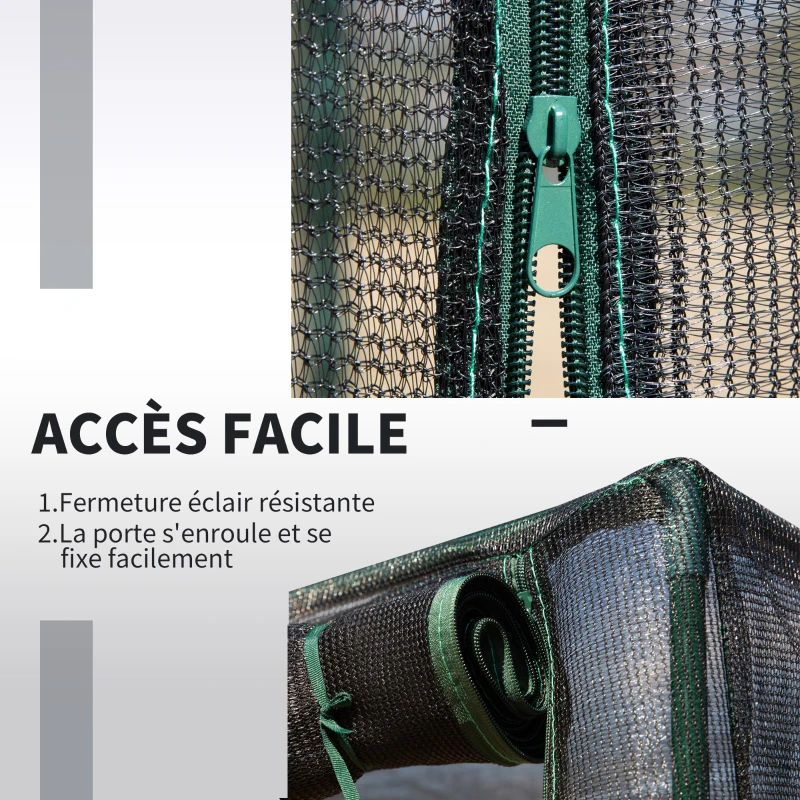Outsunny Serre de Jardin Serre à tomates Filet Protection Solaire Anti-UV ombrage 50-60% 2 Portes zippées enroulables Acier HDPE Vert foncé Noir