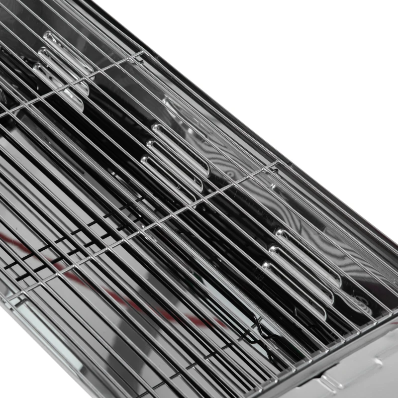 Outsunny Barbecue à Charbon Portable BBQ Grill sur Pieds 2 tablettes rabattables dim. 93L x 30l x 60H cm Acier INOX.