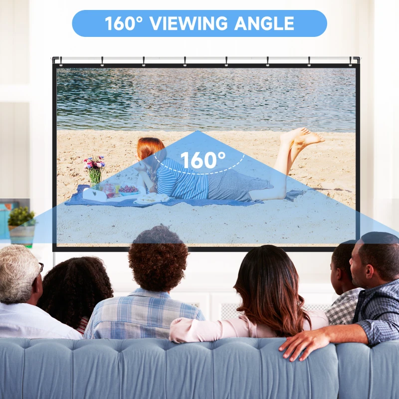 HOMCOM Projector Screen and Stand with Carry Bag, 120 inch Portable Front & Rear Projection Screen, 4K HD 16:9 Screen for Outdoor and Indoor, Home Theater, Presentation