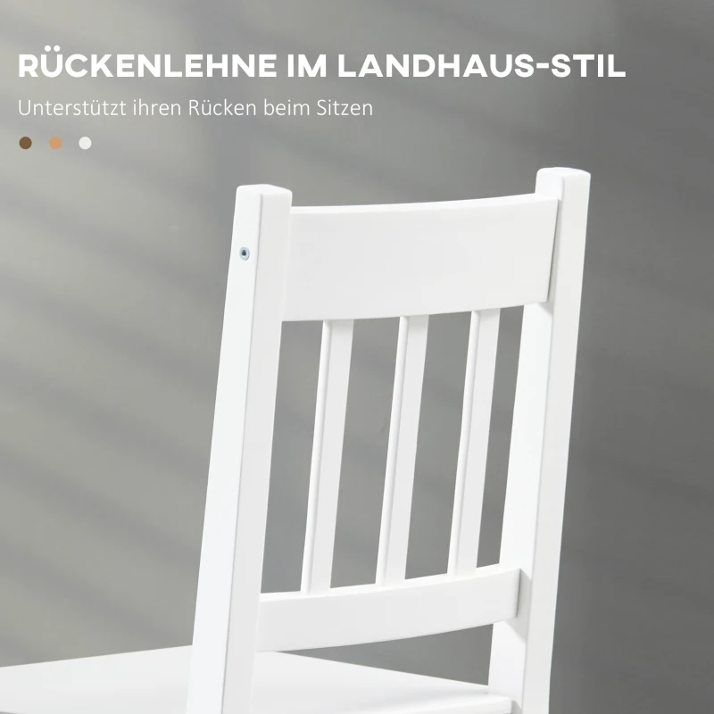 HOMCOM 2er-Set Esszimmerstühle Küchenstühle Stühle, Massivholz, 41 cm x 46,5 cm x 85,5 cm, Weiß