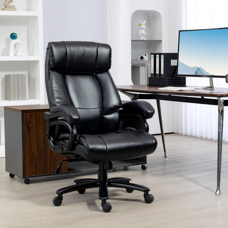 Vinsetto Fauteuil de bureau massant avec fonction de chauffage 2 points de massage par vibration revêtement synthétique noir