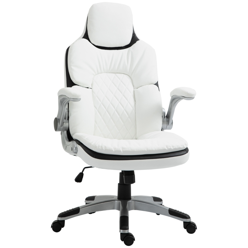 Vinsetto Ergonomischer Bürostuhl mit klappbare Armlehnen, Höhenverstellbarer Schreibtischstuhl mit Wippfunktion, dick gepolsterter Stuhl mit verstellbare gepolsterte Armlehne 69 x 67 x 113-121 cm