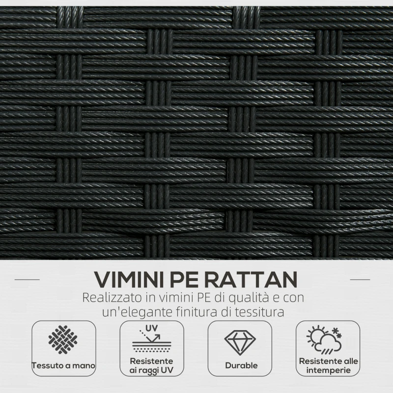 Outsunny Set da Giardino 4Pezzi in Rattan con 2 Sedie, Poltrona da Giardino a 2 Posti e Tavolino Basso