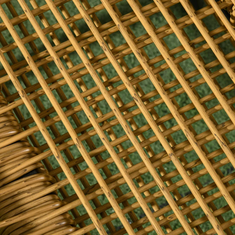 Outsunny Polyrattan Gartenstuhl und Hocker, verstellbare Lehne, Hellbraun/Grau/Schwarz(m-9)
