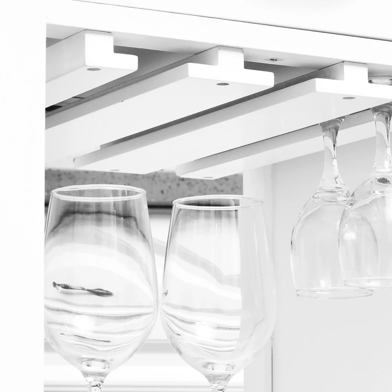 HOMCOM Kitchen Storage Trolley Cart Cupboard Rolling Wheels Shelves Cabinet Island W/ Drawers Towel Rail Wine Glass Rack Pine Wood Worktop  White