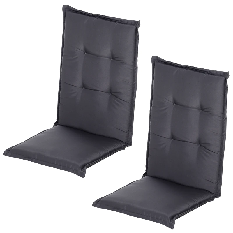 Outsunny Coussins de chaise longue - galettes de chaise de jardin - lot de 2 - dim. 120L x 50l cm - rembourrage 6 cm - cordons et ceinture d'attache - polyester gris foncé