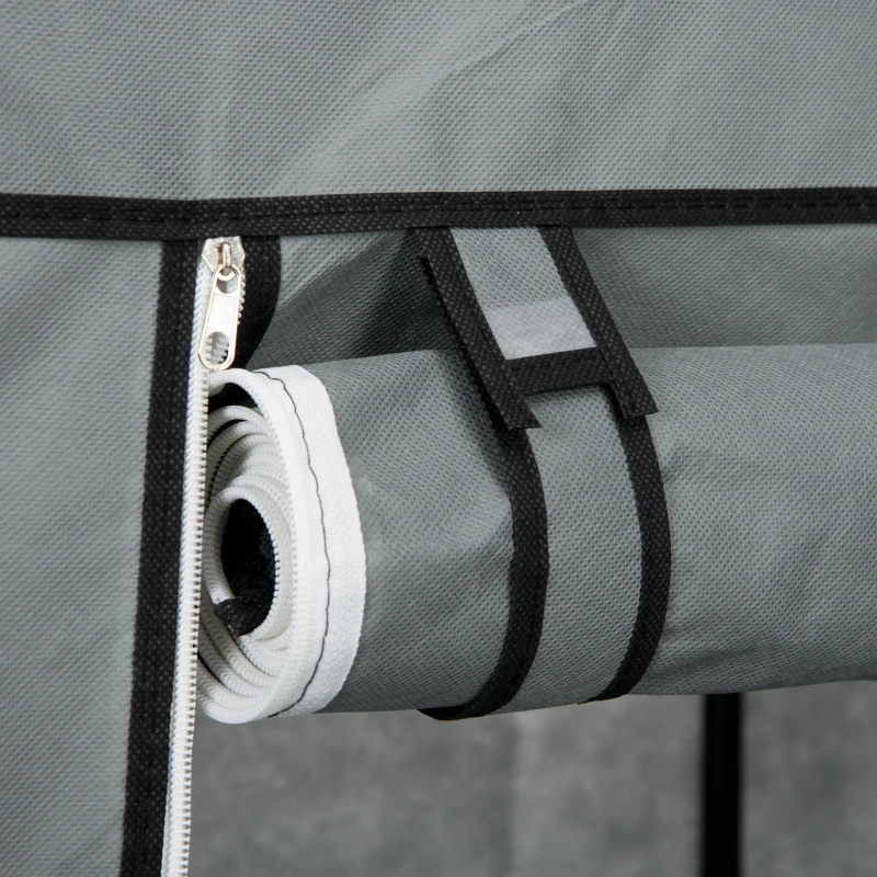 HOMCOM Stoffschrank Kleiderschrank faltbarer Schrank, 1 Kleiderstange, 6 Regalböden, 102 x 42.5 x 162.5 cm, Grau