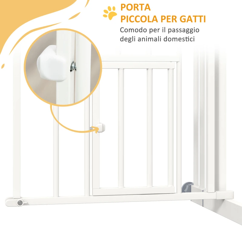 PawHut Cancellino per Cani taglia Piccola e Media con Chiusura Automatica, in Acciaio e PA, 74-80x76 cm, Bianco
