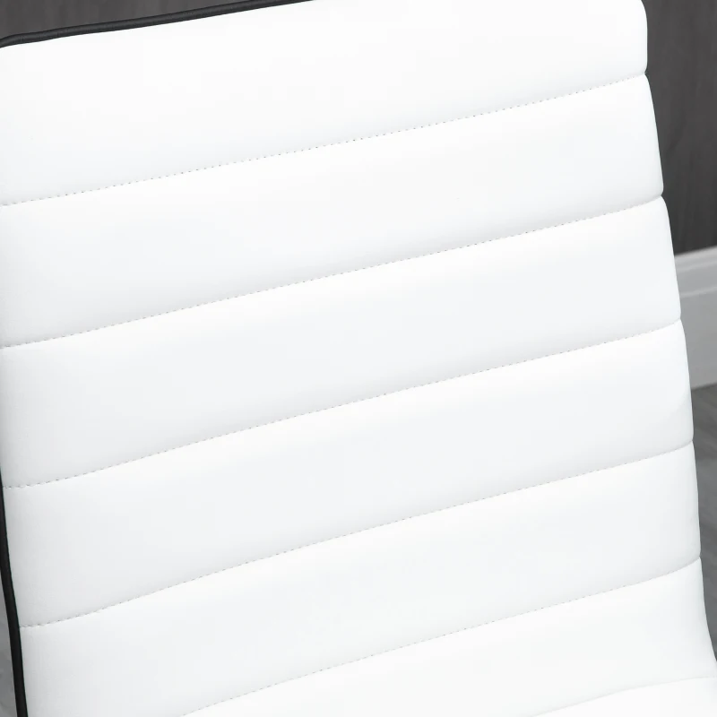 Vinsetto Silla de Oficina Sin Reposabrazos con Altura Ajustable Respaldo Tapizado en Piel Sintética 47x57x76,5-86,5 cm Blanco