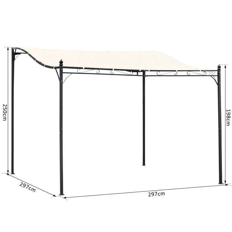 Outsunny Gazebo Pergola 3x3m da Giardino con Tenda Impermeabile Crema