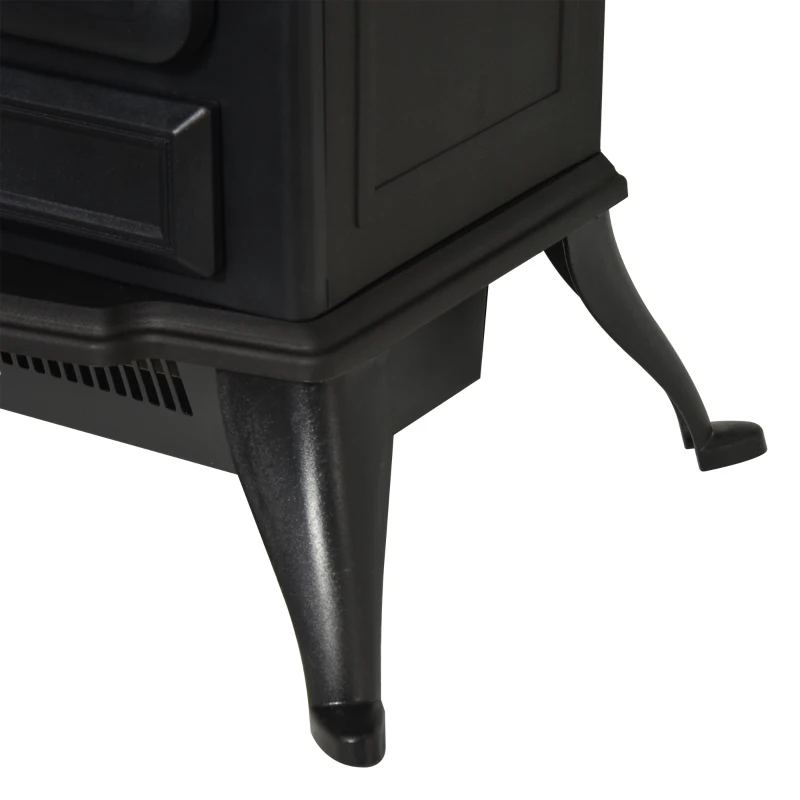HOMCOM Camino Elettrico da Terra con Effetto Fiamma, Caminetto Elettrico 1000W /2000W con Protezione da Surriscaldamento e Termostato, in ABS e Vetro, 45x28x54cm, Nero