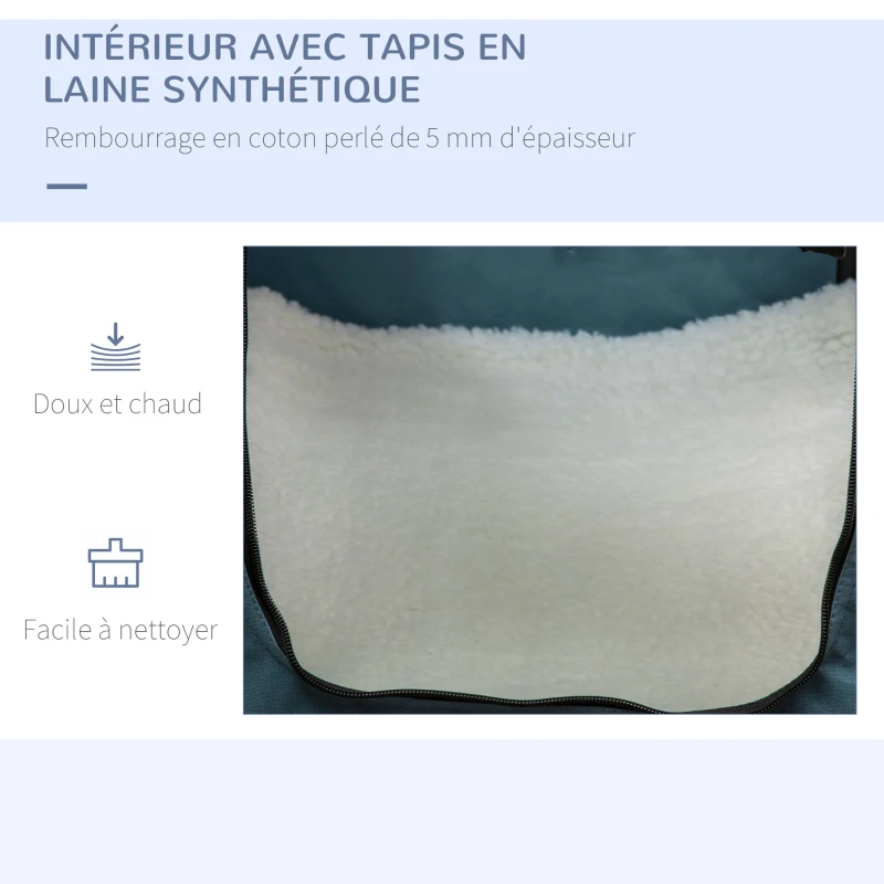 PawHut Sac de transport pliable pour animaux de compagnie avec poignée tissu en maille 69 x 51 x 51 cm bleu noir