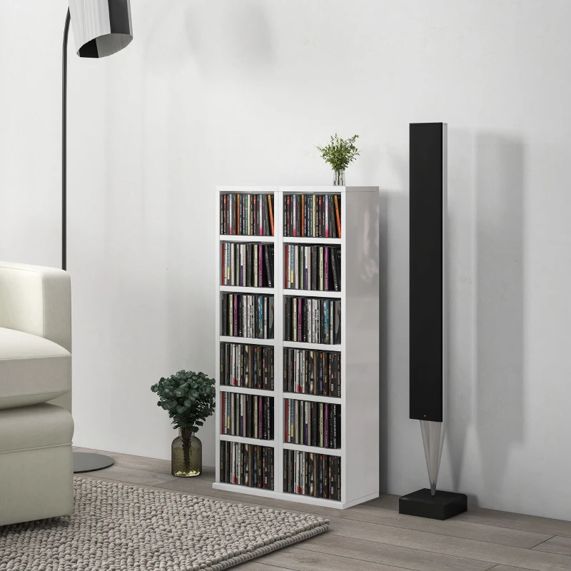 HOMCOM Set of Two 102 CD Storage Units - High Gloss White