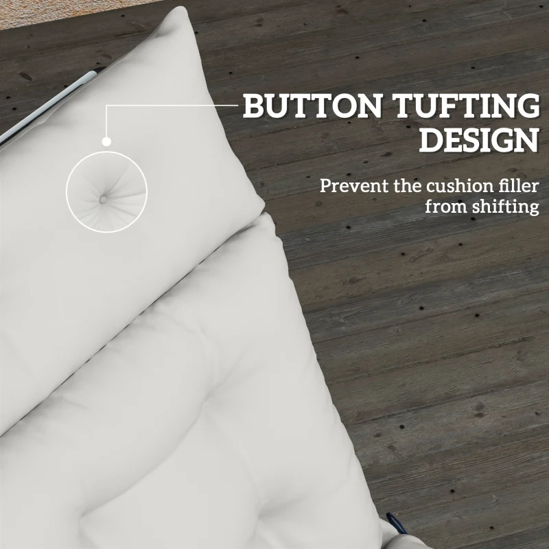 Outsunny Sun Lounger Cushions Only, 190x56x10cm Garden Lounge Chair Cushions, UPF20+ 220gsm Fabric, Thick Sunbed Replacement Pads with 6 Ties, Light Grey