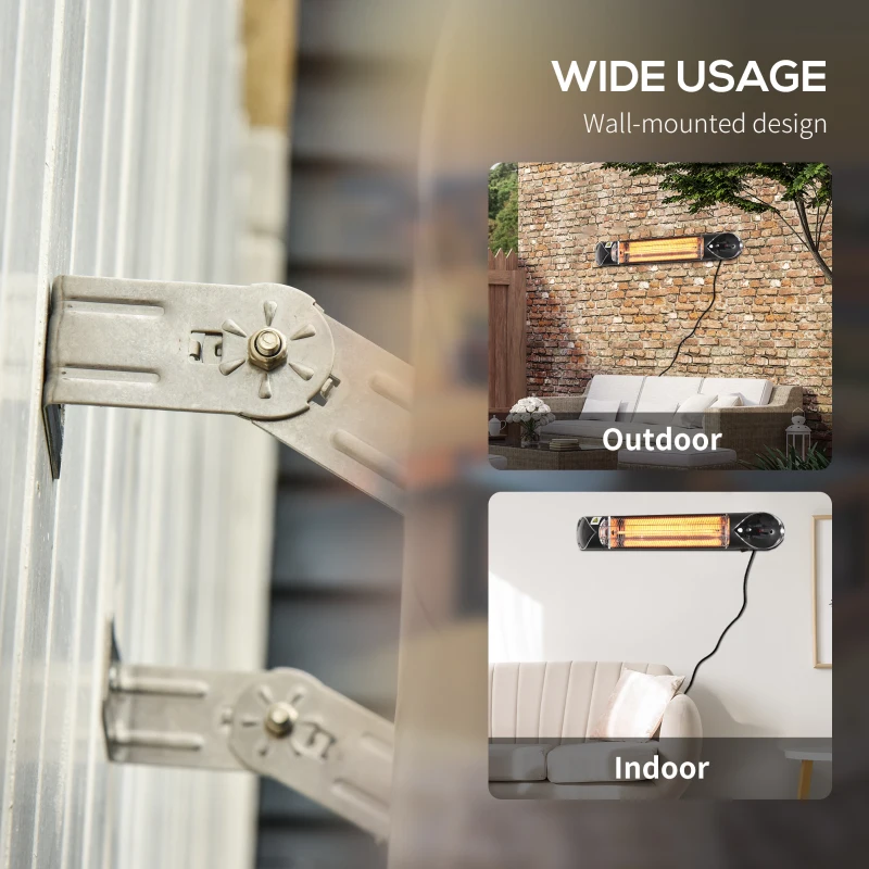 Outsunny 2000W Electric Infrared Patio Heater Wall Mounted Carbon Fibre Heater with Remote Control, 4 Heat Settings, 24-Hour Timer for Indoor Outdoor, Black