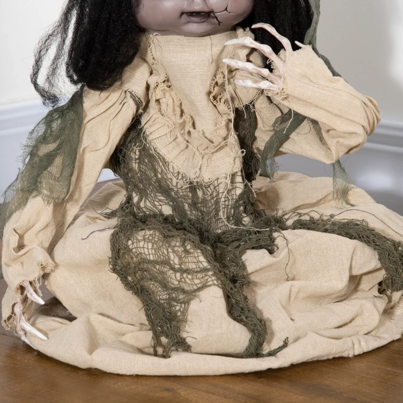 Outsunny Halloween Dekoration Geisterpuppe mit Spezialeffekten und Soundfunktion 80 cm x 23 cm x 83 cm