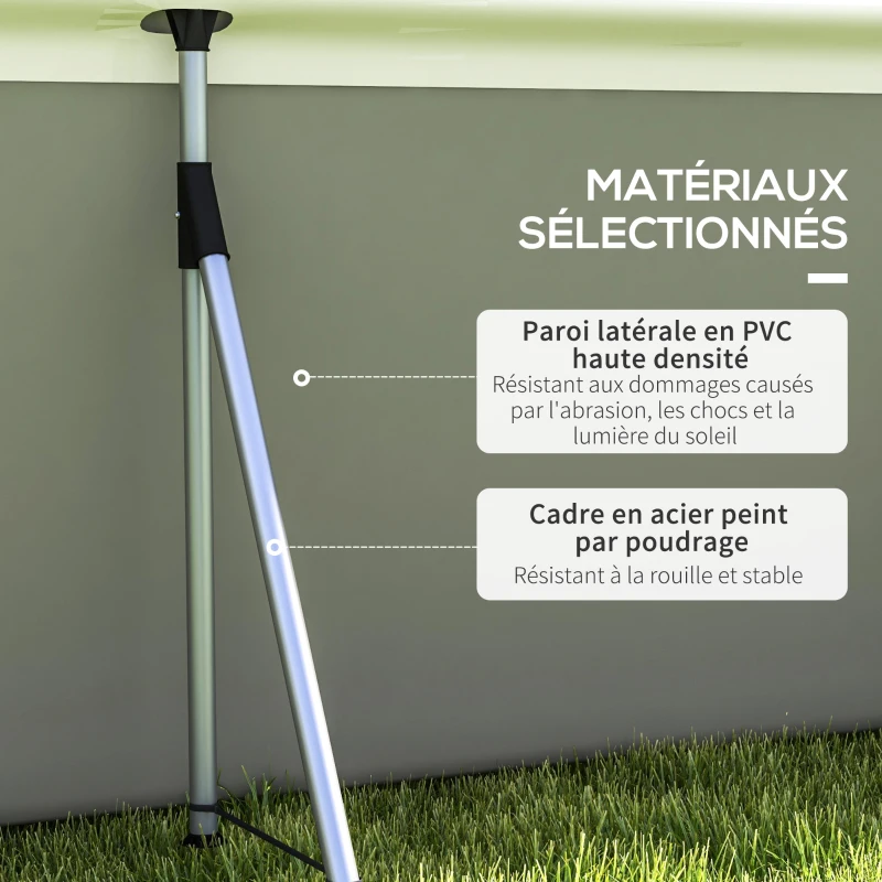 Outsunny Piscine Hors Sol rectangulaire Cadre en métal avec Filtre, pompe patch de réparation 472L x 282l x 80Hcm