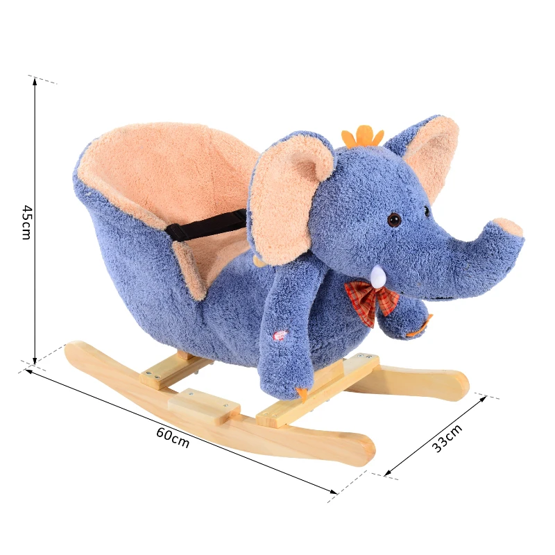 HOMCOM Cavallo a Dondolo in Legno Elefante per i Bambini 60x33x45cm