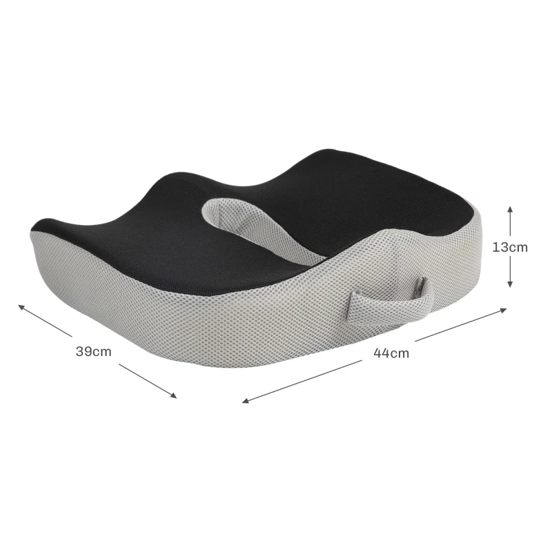 HOMCOM Cojín de Asiento de Espuma Viscoelástica con Base Antideslizante para Silla de Comedor Silla de Ruedas Negro