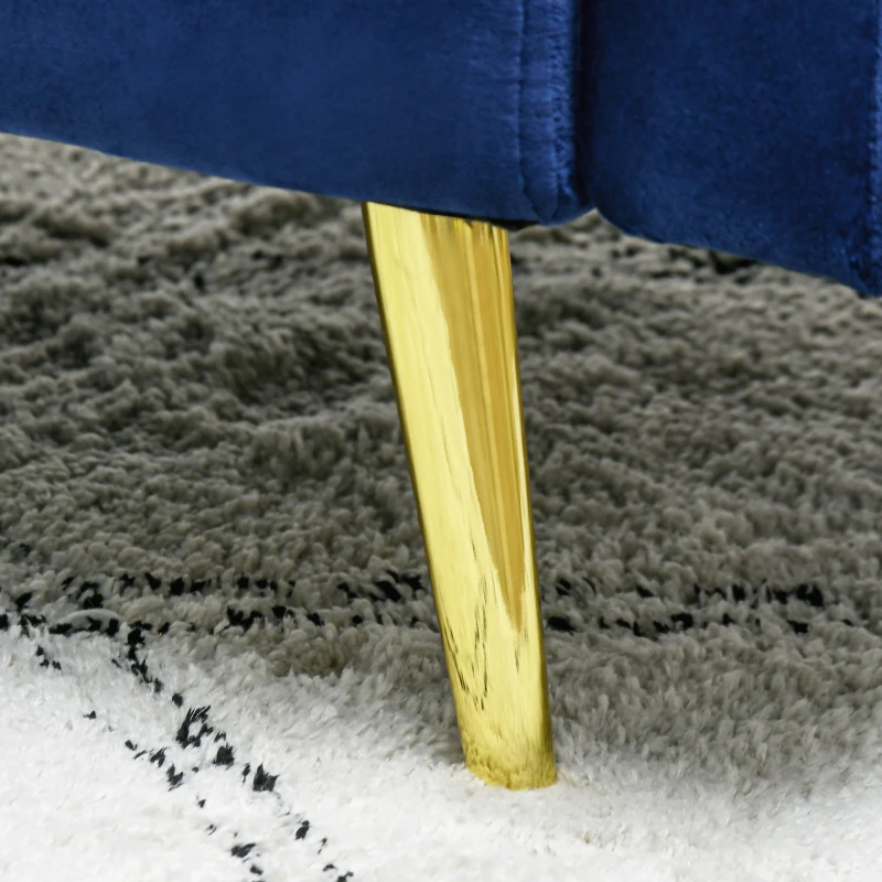 HOMCOM Divano Letto Clic Clac con Schienale Regolabile e 2 Cuscini, in Tessuto Effetto Velluto, 215x83x87 cm, Blu
