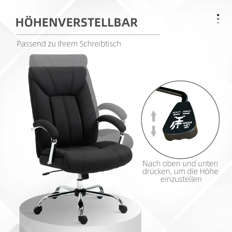 Vinsetto Bürostuhl Computerstuhl Schreibtischstuhl. höhenverstellbar, Wippfunktion, 65 cm x 78, Schwarz + Silber
