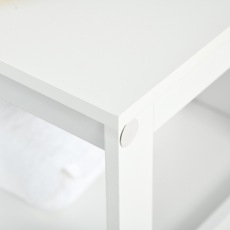 kleankin Badschrank Badmöbel Badezimmerschrank Nachtschrank Küchenschrank Mehrzweckschrank Holz Weiß MDF 60 x 30 x 81,6 cm