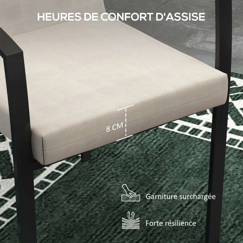 Outsunny Lot de 2 coussins d'extérieur pour fauteuil chaise à dossier avec attaches rembourrage 8 cm, dim. 112L x 51l cm, beige