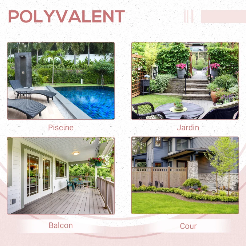 Outsunny Table basse pliable de jardin style cosy chic dim. 40L x 40l x 40H cm métal époxy résine tressée bois naturel