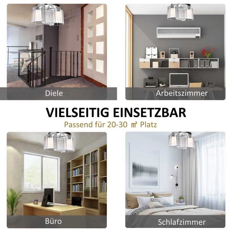 HOMCOM Deckenleuchte Deckenlampe 40W Modernes Design Leuchtmittel E27 sockel ideal für Schlafzimmer Wohnzimmer Küchen Flur stark Leuchtkraft Cremeweiß Ø35x25 cm