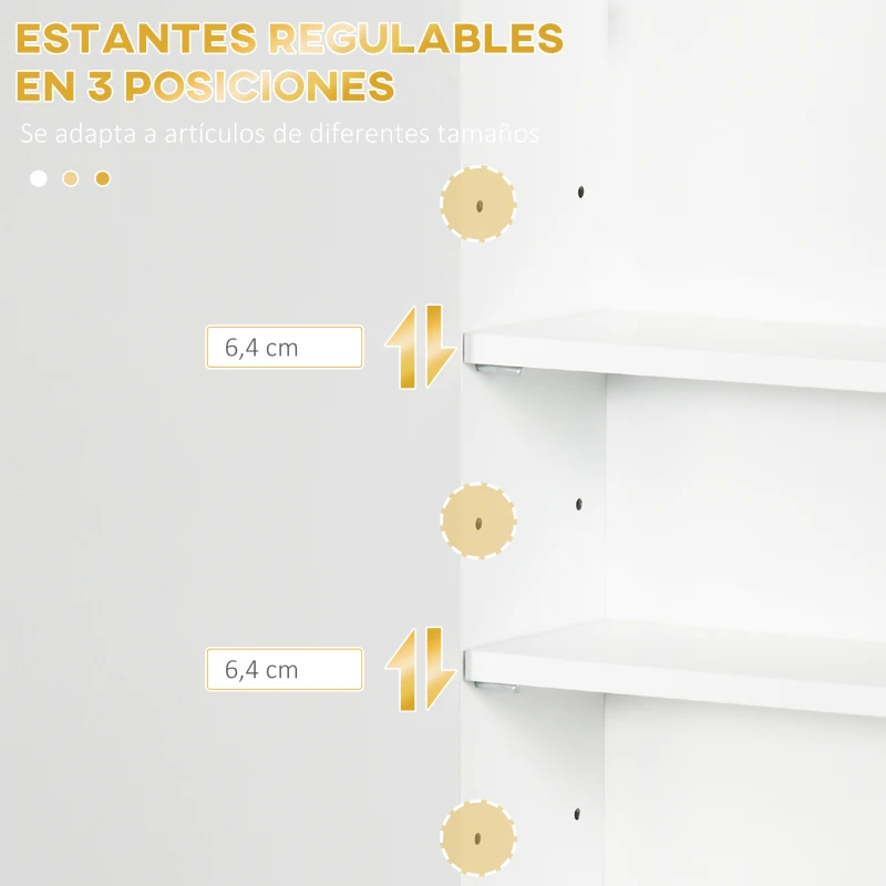 kleankin Mueble para Baño Suspendido con 1 Asa de Acero y Estantes Ajustables Estilo Moderno 40x15x60 cm Blanco