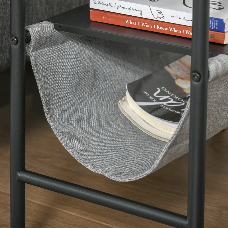 HOMCOM Tavolino da Salotto con Mensola Rimovibile, Tavolino Basso da Caffè per Soggiorno o Camera da Letto con Ripiano in Tessuto Grigio