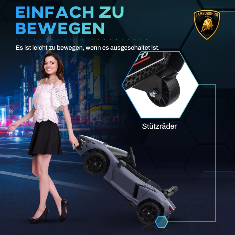 AIYAPLAY Elektroauto für Kinder von 3-5 Jahren, sanfter Antrieb, fernsteuerbar, mit Hupe, Kunststoff und Metall, Grau(m-5)