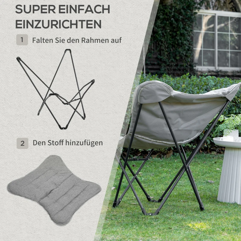 Outsunny Faltstuhl faltbar Campingstuhl gepolstert Outdoor Klappstuhl bis 120kg belastbar robust Angelstuhl Gartenstuhl für Garten Camping Strand