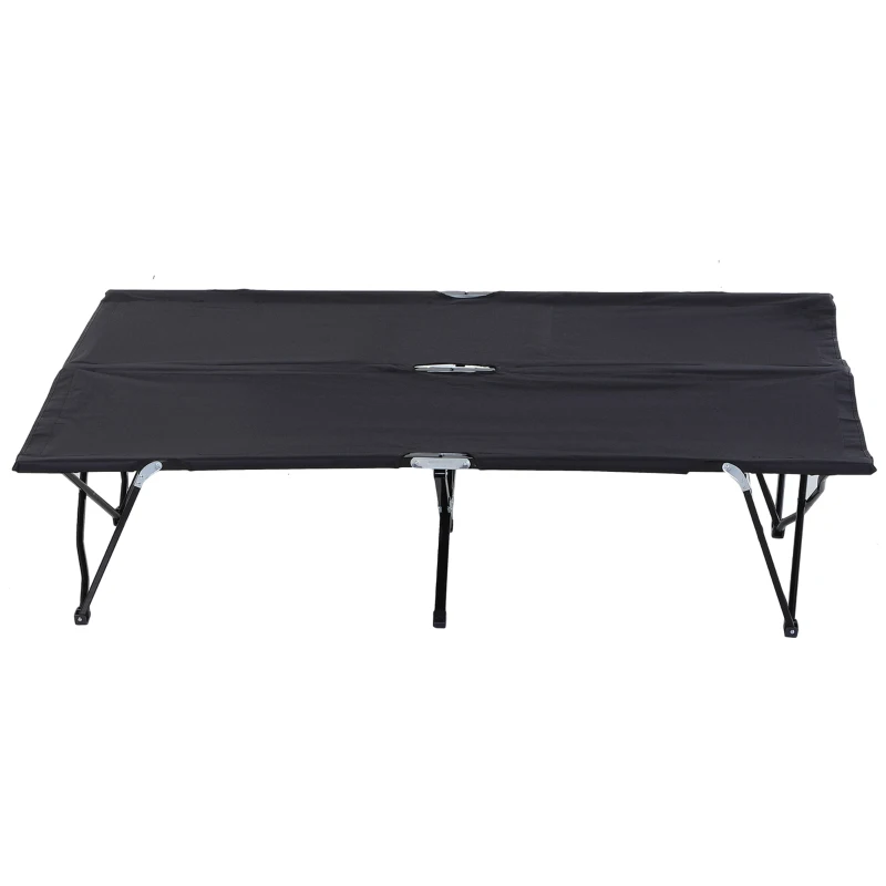 Outsunny Double Camping Cot Bed, with Bag - Black