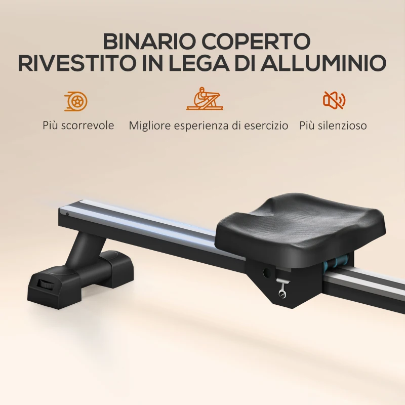 SPORTNOW Vogatore ad Acqua Pieghevole a 6 Livelli di Resistenza, in Acciaio e PC, 190x50x65 cm, Rosso