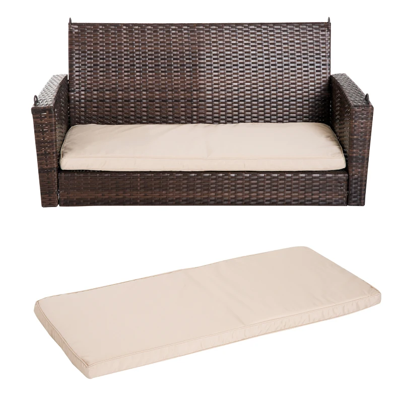 Outsunny Balancelle en Résine Stressée Marron 135 x 64 x 61 cm