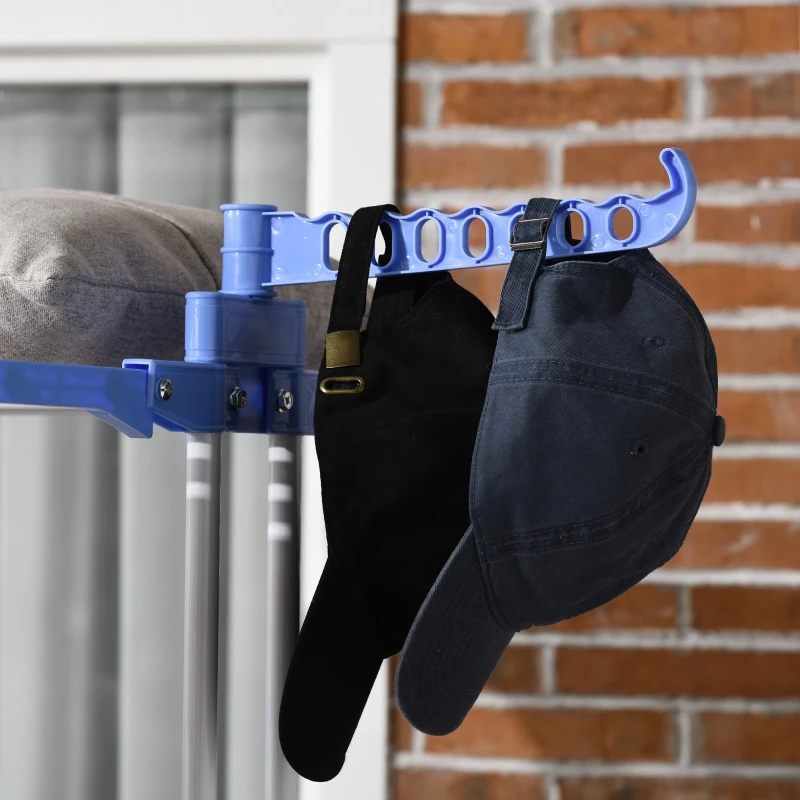 HOMCOM Wäscheständer, 4 Ebenen, klappbar, 4 Rollen mit 2 Bremsen, Metallrahmen, Blau+Weiß, 73 x 64 x 177cm