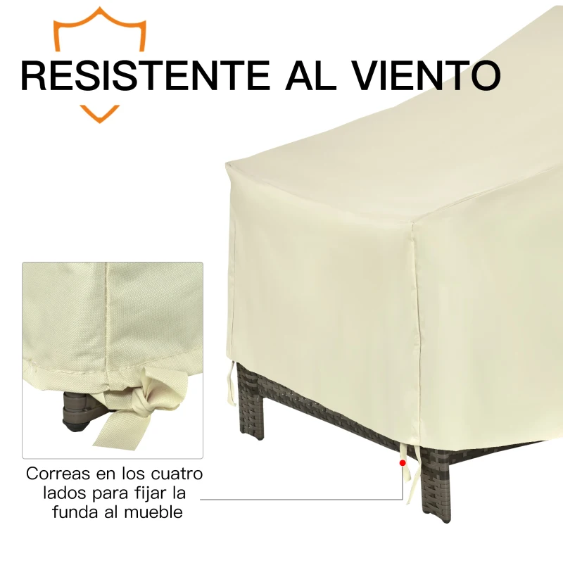 Outsunny Funda Protectora para Muebles de Jardín 68x87x77cm Funda de Tela Oxford 600D Impermeable para Patio Terraza Color Beige