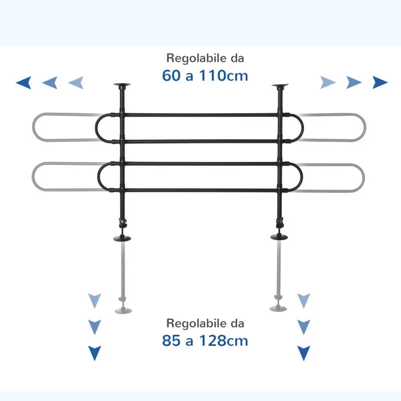 PawHut Griglia Divisorio Auto per Cani Regolabile in Altezza e Larghezza, Barriera Universale, Rete di Protezione per Trasportare i Animali Domestici, Nero