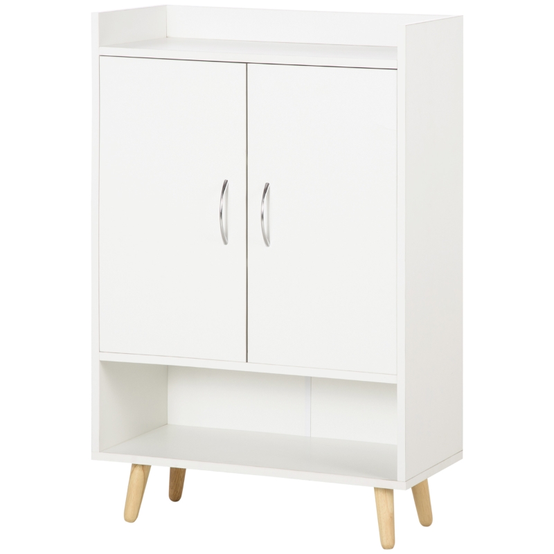 HOMCOM Modern Shoe Cabinet Storage Organizer with Doors and Shelves for Hallway & Entryway, 60L x 30W x 92Hcm, White