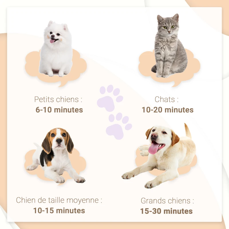 PawHut Séchoir professionnel sèche-poils toilettage pulseur sèche-cheveux pour chiens chats animaux 2800W vitesse et température réglable 3 buses interchangeables incluses bleu