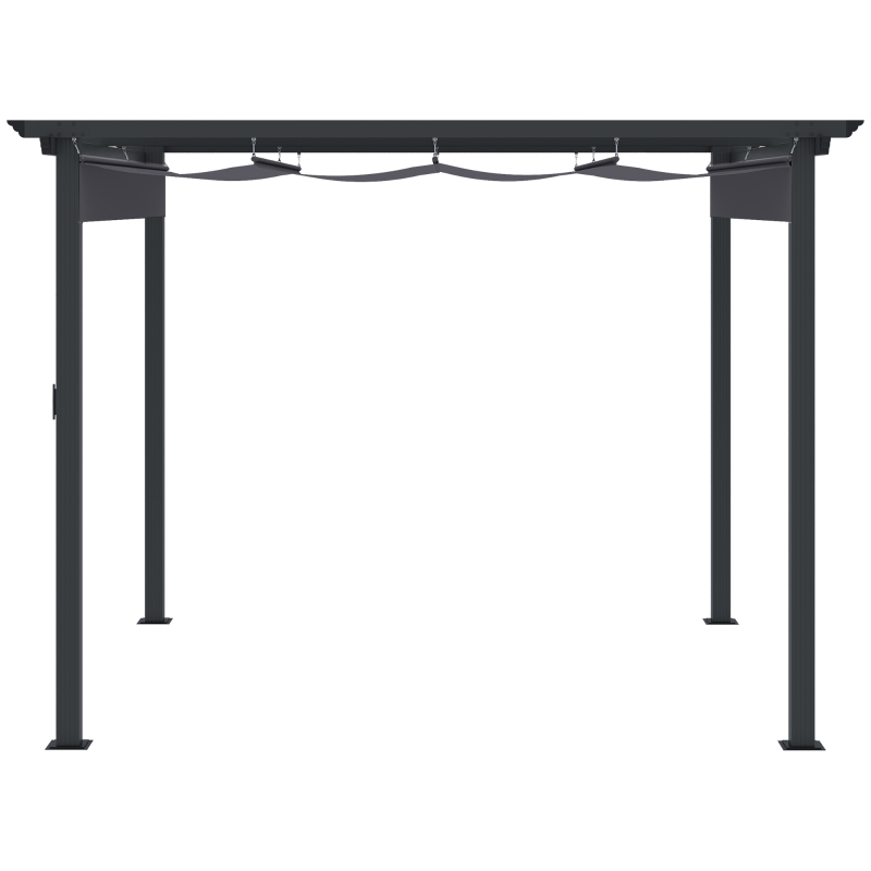 Outsunny Pergola 3 m x 3 m, mit Schiebedach, wetterbeständig, Aluminium, Schwarz