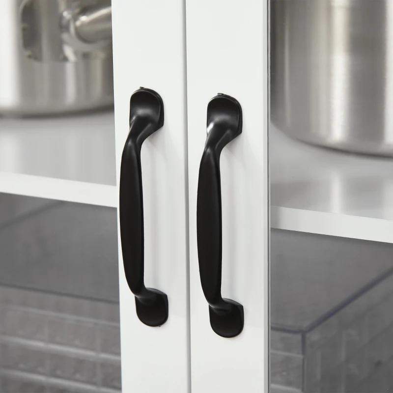 HOMCOM Buffet haut armoire de cuisine 4 portes vitrées et 1 niche centrage hauteur 172 cm avec étagères réglables blanc