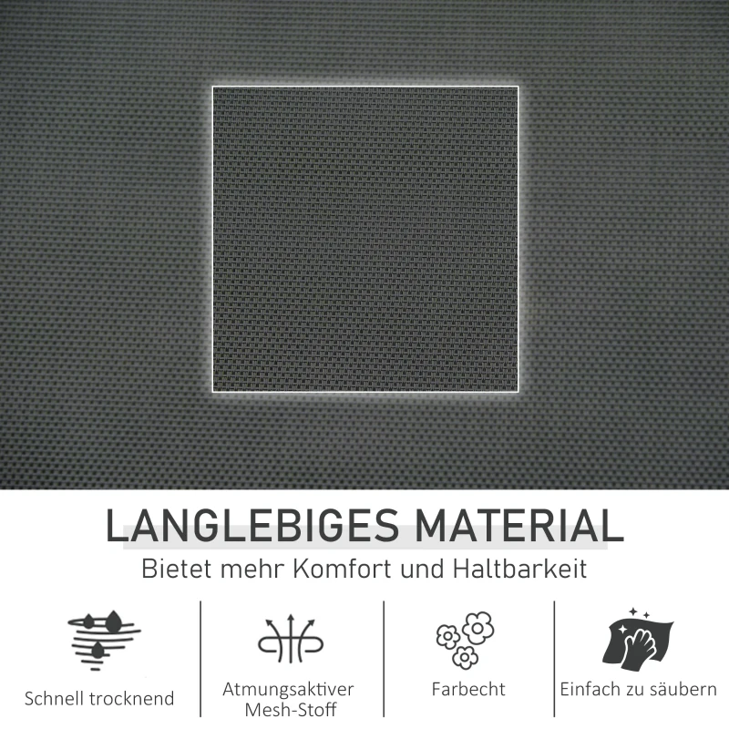 Outsunny Schaukelstuhl Schwingsessel Gartenstuh Schaukelliege Metall Mesh Schwarz+Hellgrau 150 x 62 x 88 cm