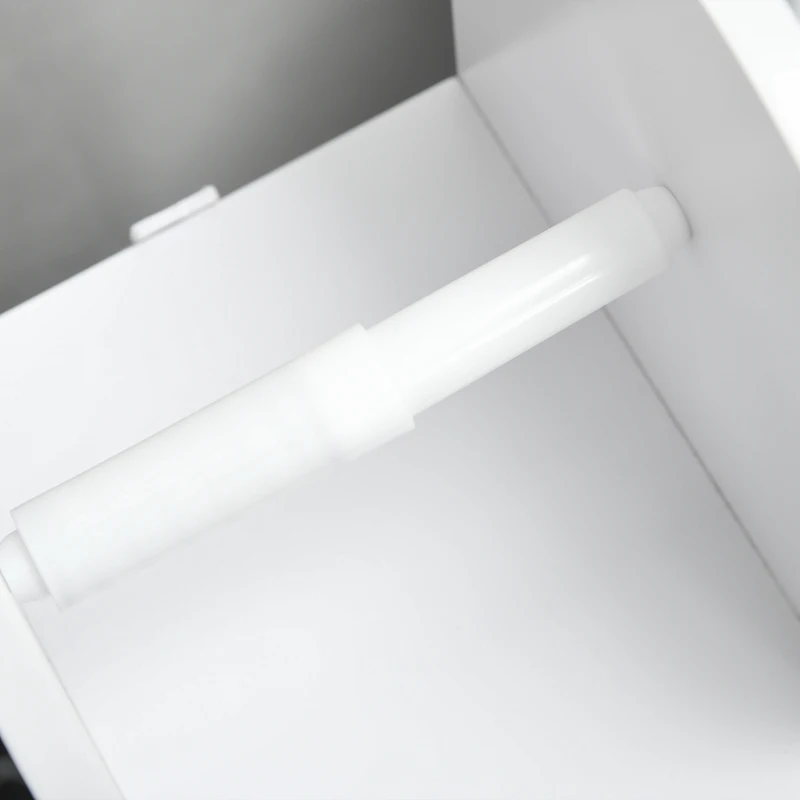 kleankin Columna de Baño Armario de Baño con Compartimento Abierto Puerta 2 Estantes Ajustables y Portarrollo 20x20x80 cm Blanco