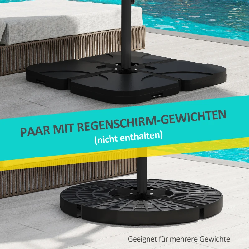 Outsunny Sonnenschirmständer Sonnenschirmfuß Kreuzfuß, wetterbeständig, 100 x 100 x 75 cm, Schwarz