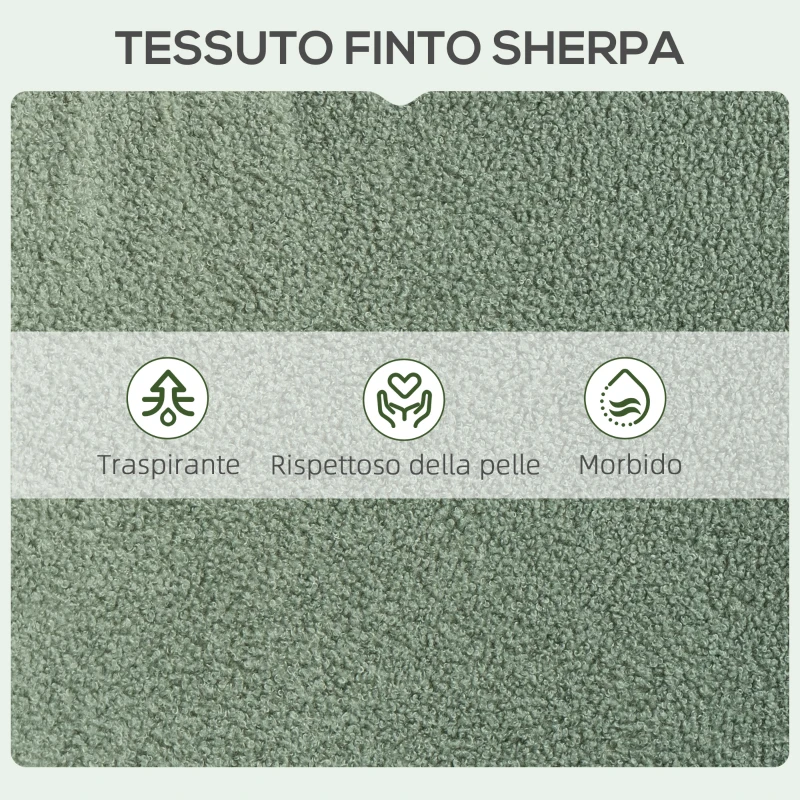 HOMCOM Sedia per Soggiorno con Schienale Alto in Acciaio e Tessuto Effetto Sherpa, 73x68x111 cm, Verde e Oro