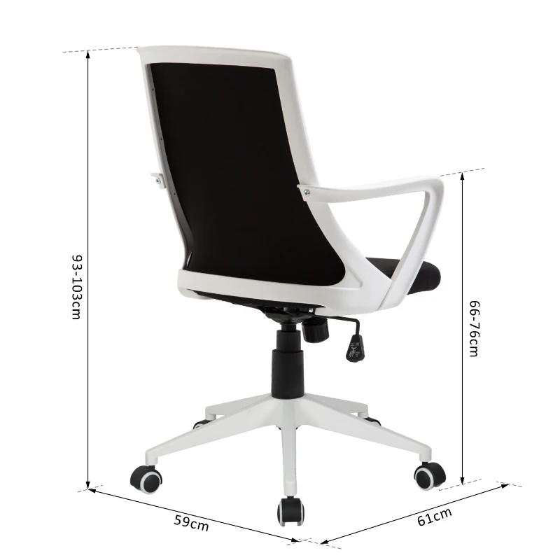 HOMCOM Fauteuil chaise de bureau ergonomique grand confort pivotant 360° hauteur réglable textilène noir blanc